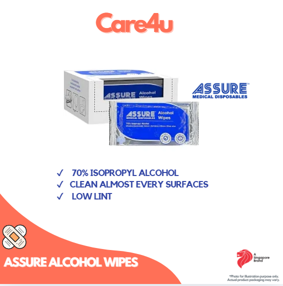ASSURE Alcohol Wipes 20cm X 20cm 50pcs/per box
